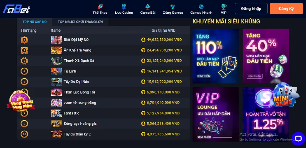 Minh họa đa dạng các loại khuyến mãi của ga65 cổng game